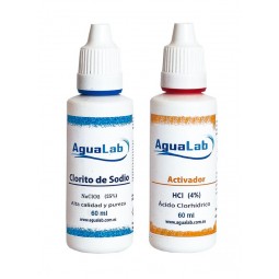 Kit Clorito Sódico al 25% (60 ml) + Activador - Ácido Clorhídrico 4% (60 ml) Agualab