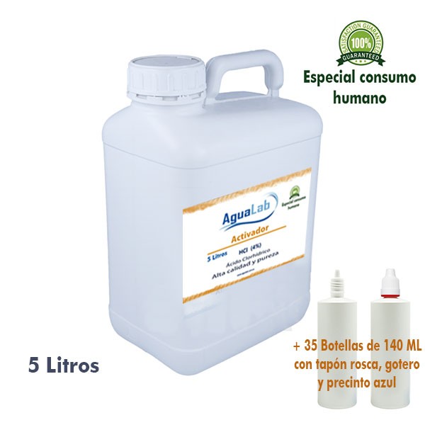 5 Litros de Ácido Clorhídr al 4% + 35 botes 140ML